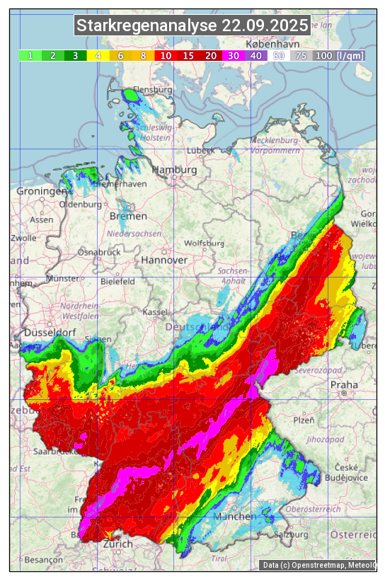 Karte mit Unwetteranalyse