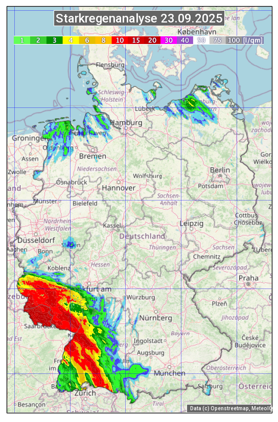 Karte mit Unwetteranalyse