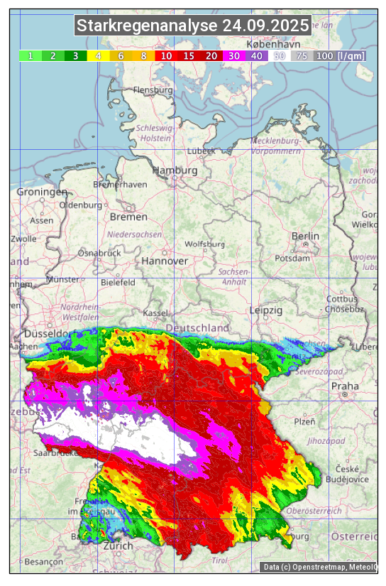 Karte mit Unwetteranalyse