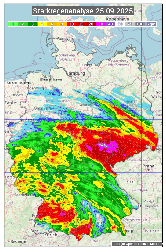 Karte mit Unwetteranalyse
