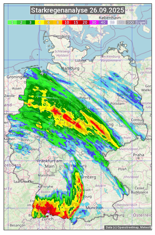 Karte mit Unwetteranalyse