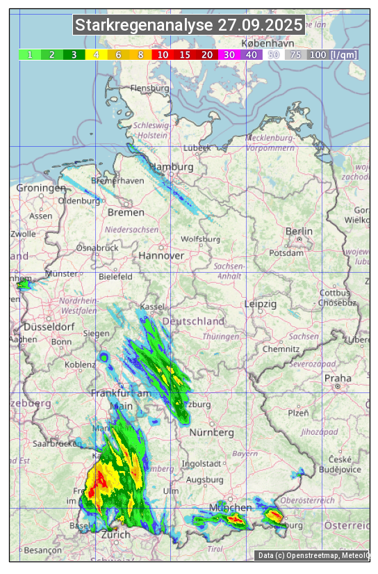 Karte mit Unwetteranalyse