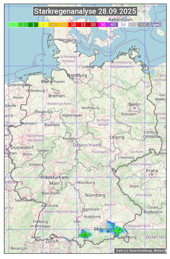 Karte mit Unwetteranalyse