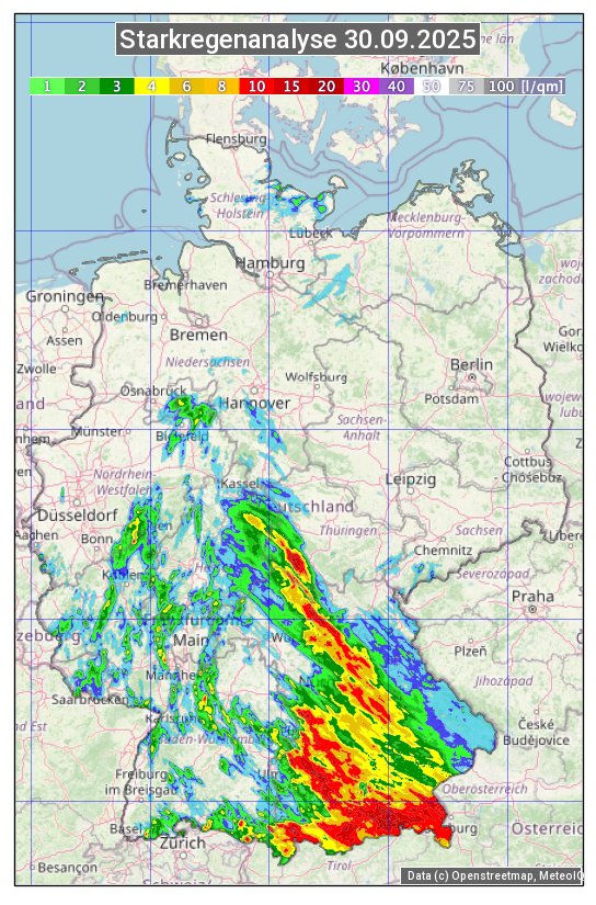 Karte mit Unwetteranalyse