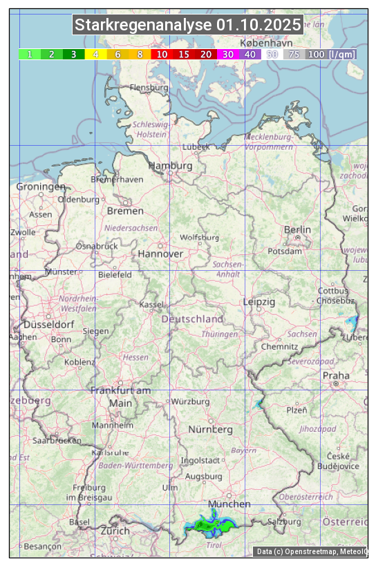 Karte mit Unwetteranalyse