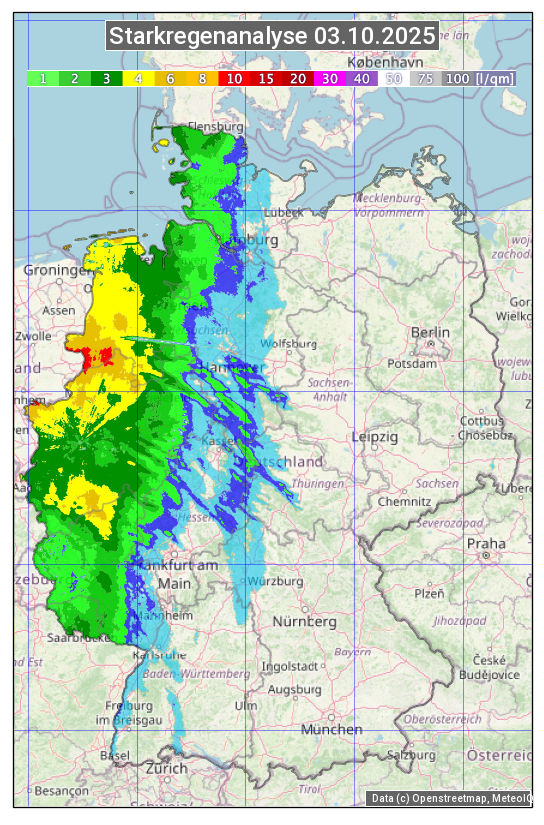 Karte mit Unwetteranalyse