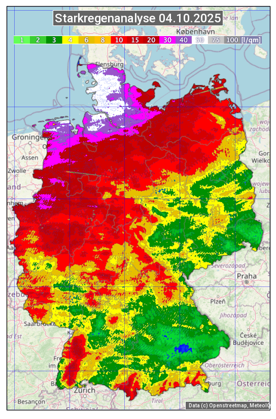 Karte mit Unwetteranalyse