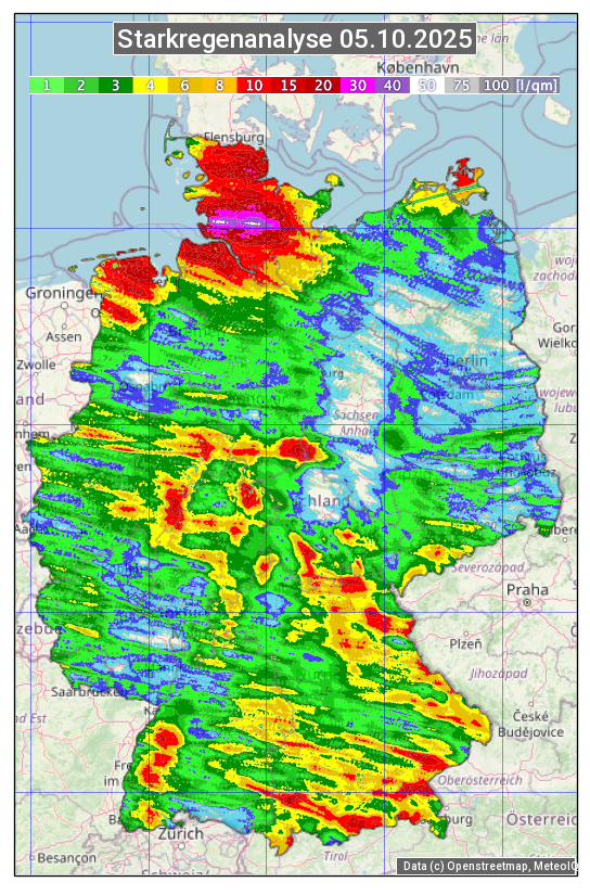 Karte mit Unwetteranalyse