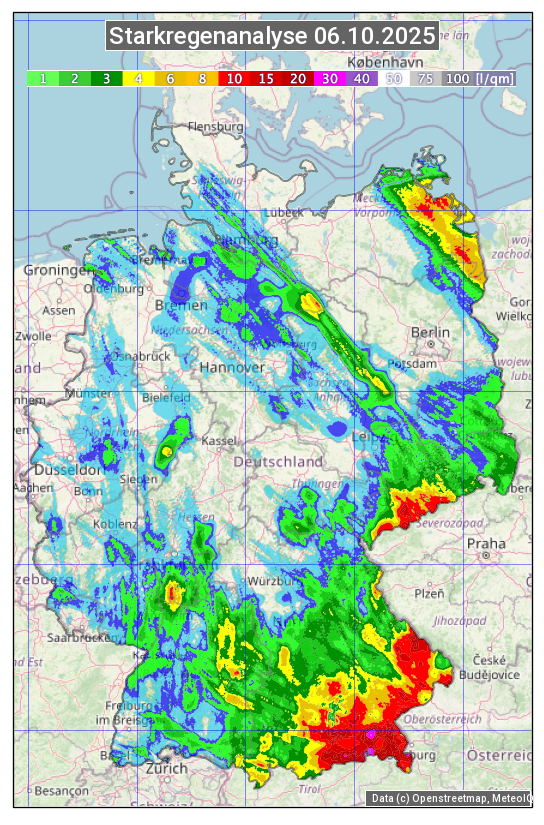 Karte mit Unwetteranalyse