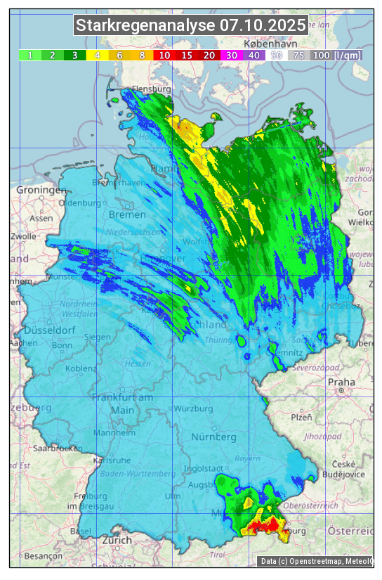 Karte mit Unwetteranalyse