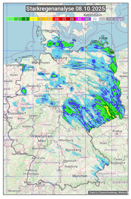 Karte mit Unwetteranalyse