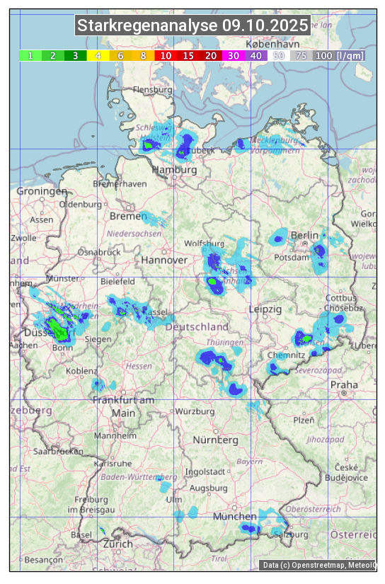 Karte mit Unwetteranalyse
