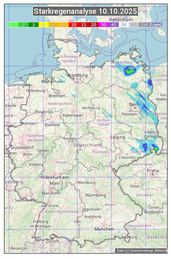 Karte mit Unwetteranalyse