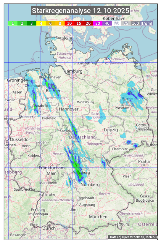 Karte mit Unwetteranalyse