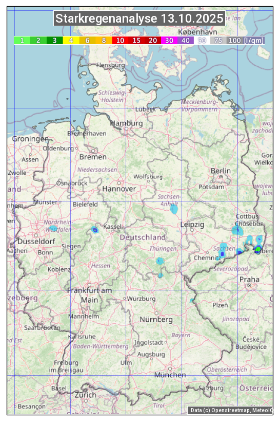 Karte mit Unwetteranalyse
