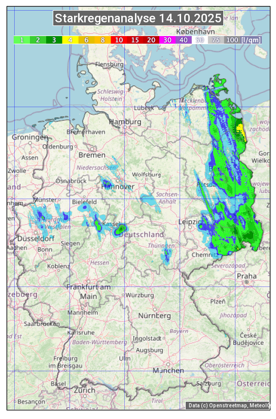 Karte mit Unwetteranalyse