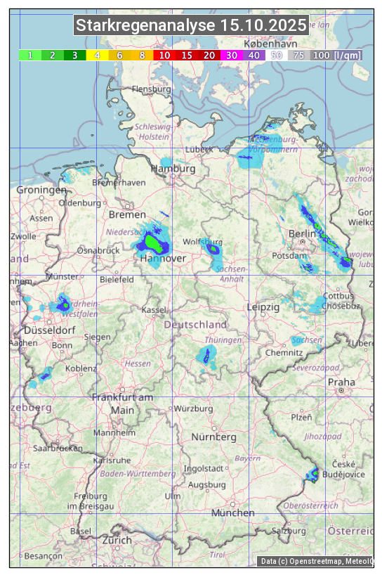 Karte mit Unwetteranalyse