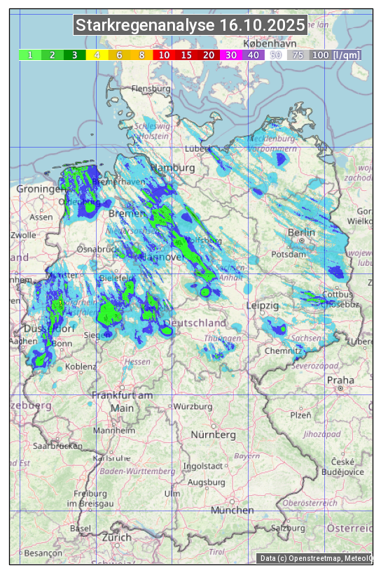 Karte mit Unwetteranalyse