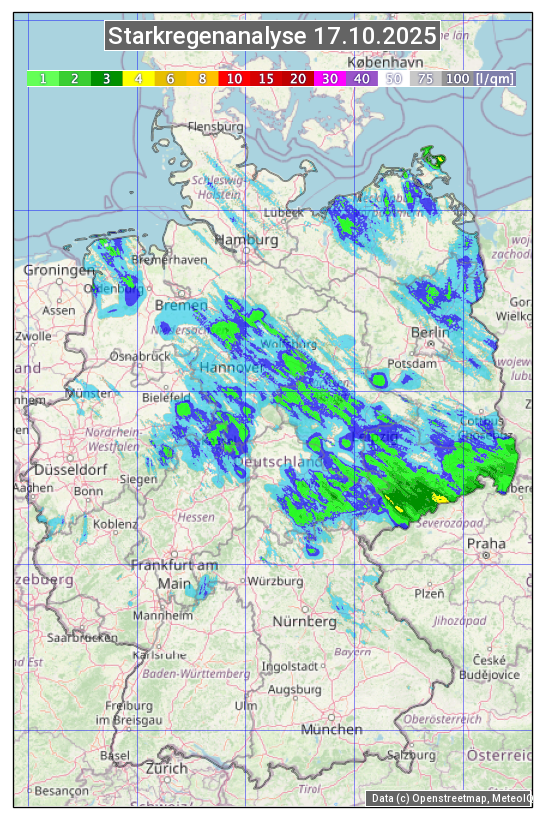 Karte mit Unwetteranalyse