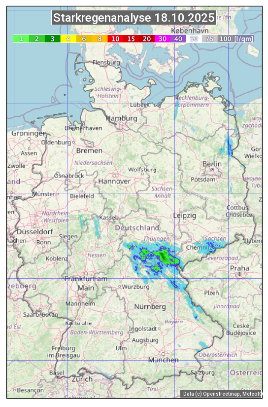 Karte mit Unwetteranalyse