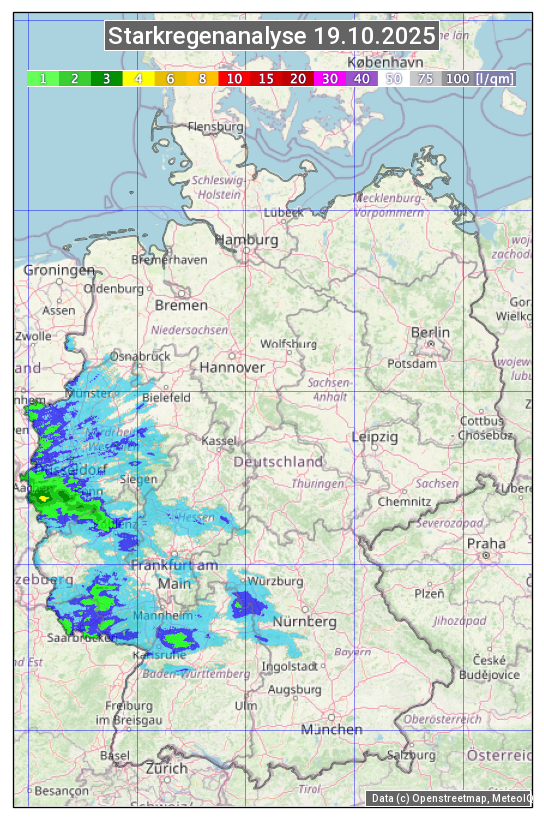 Karte mit Unwetteranalyse