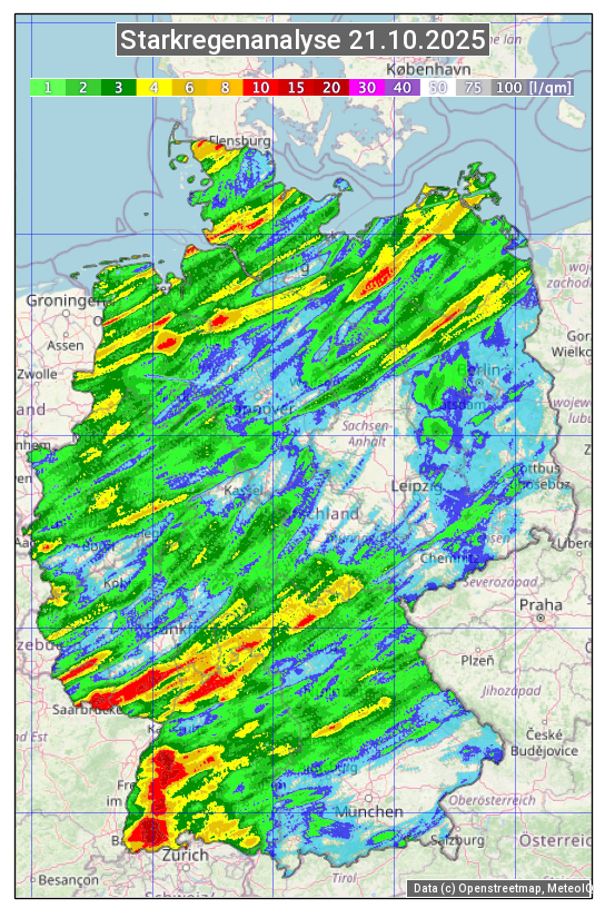 Karte mit Unwetteranalyse