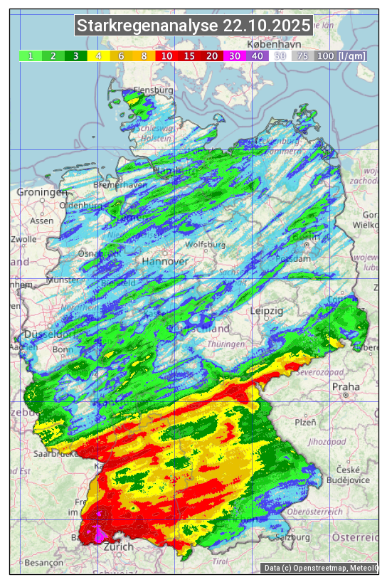Karte mit Unwetteranalyse