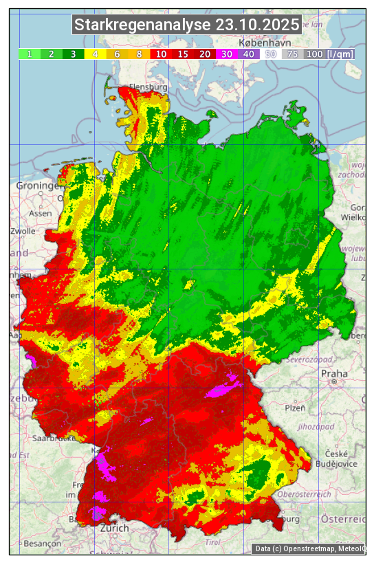 Karte mit Unwetteranalyse