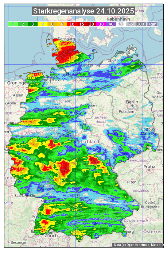 Karte mit Unwetteranalyse