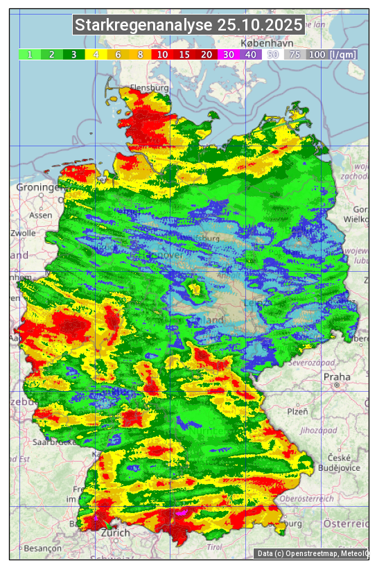Karte mit Unwetteranalyse