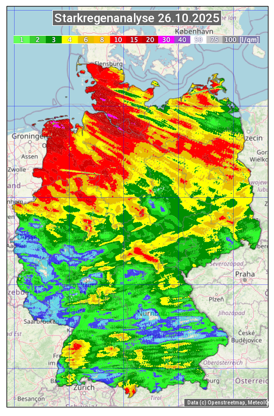 Karte mit Unwetteranalyse