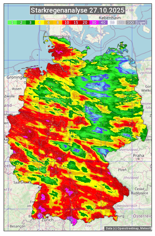 Karte mit Unwetteranalyse