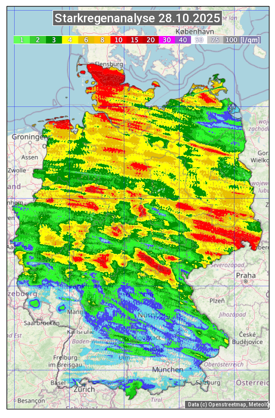 Karte mit Unwetteranalyse