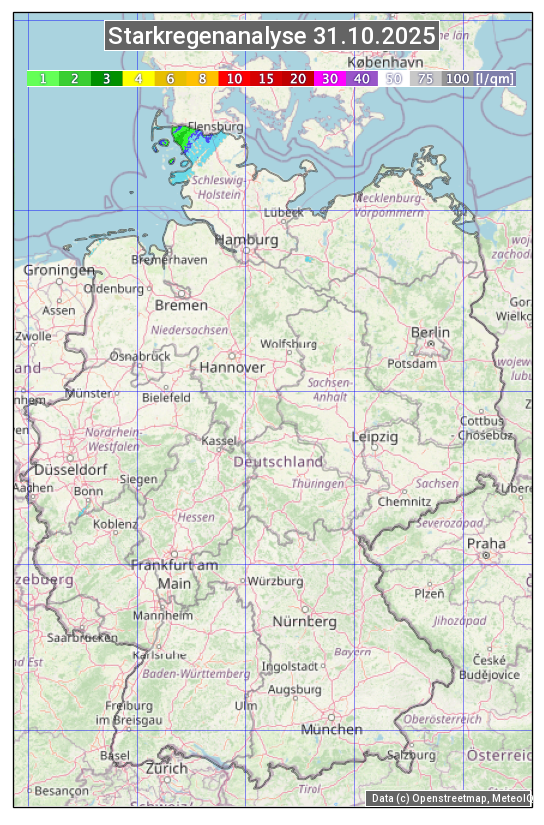 Karte mit Unwetteranalyse