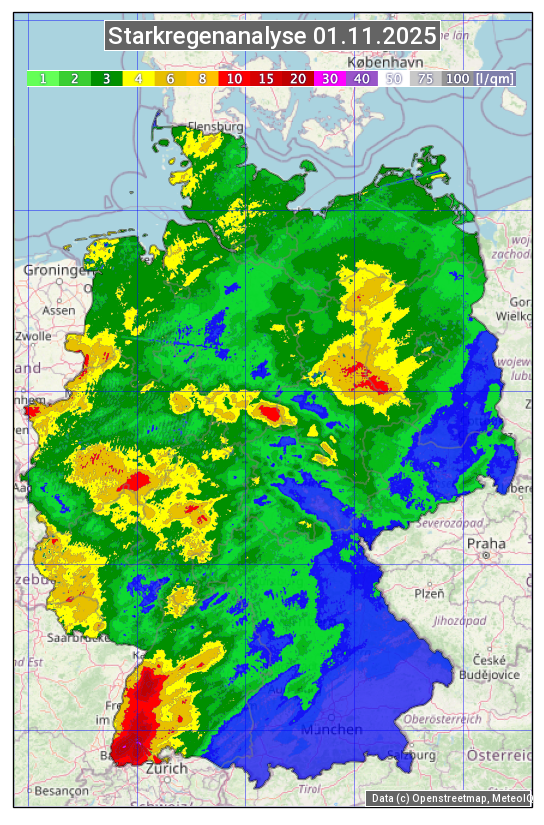 Karte mit Unwetteranalyse