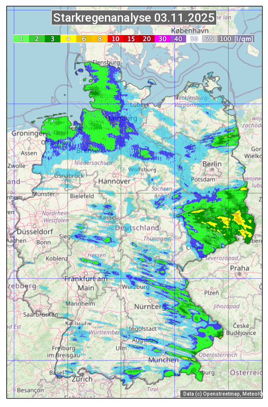 Karte mit Unwetteranalyse