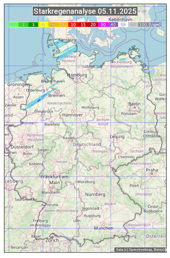 Karte mit Unwetteranalyse