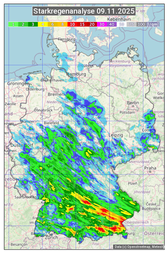 Karte mit Unwetteranalyse