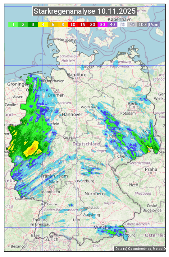 Karte mit Unwetteranalyse