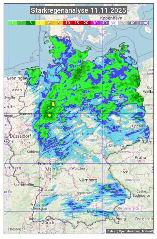Karte mit Unwetteranalyse