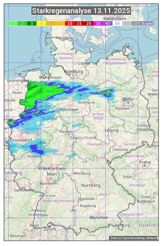 Karte mit Unwetteranalyse