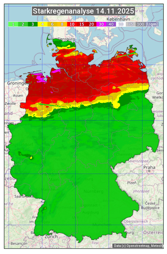 Karte mit Unwetteranalyse