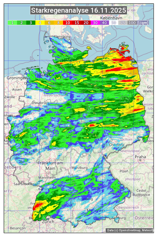 Karte mit Unwetteranalyse