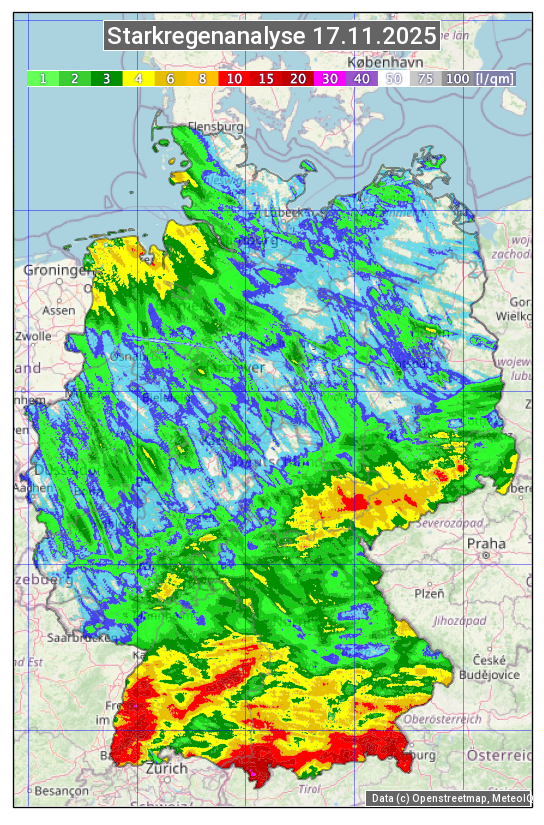 Karte mit Unwetteranalyse