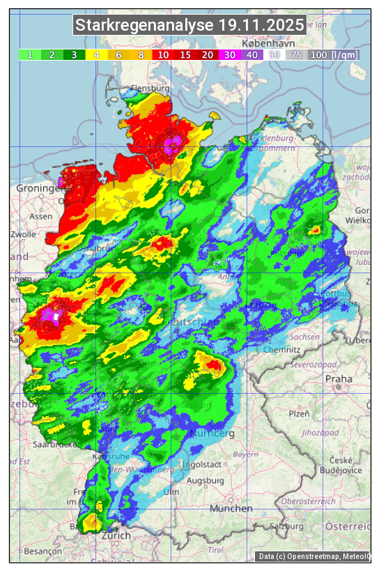 Karte mit Unwetteranalyse