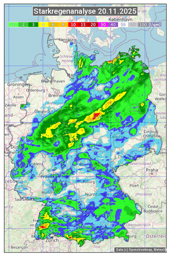 Karte mit Unwetteranalyse