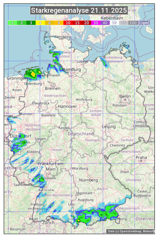 Karte mit Unwetteranalyse