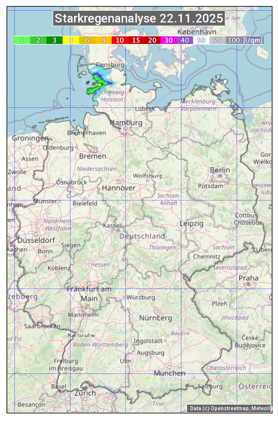 Karte mit Unwetteranalyse