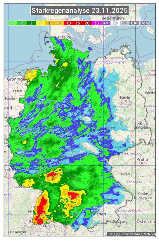 Karte mit Unwetteranalyse