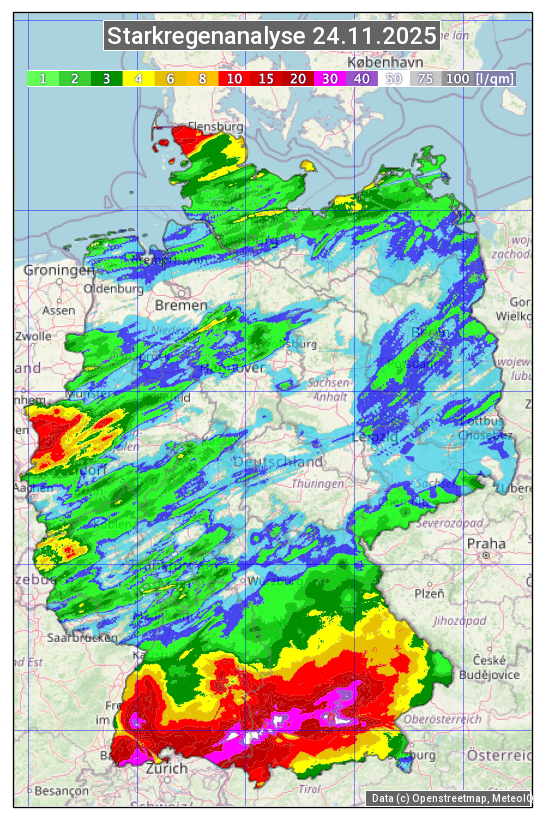 Karte mit Unwetteranalyse